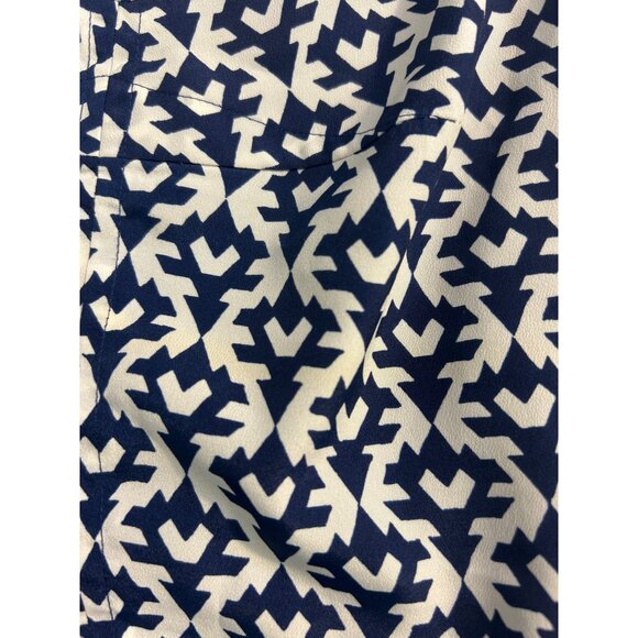 J. Crew Navy and White Geometric Print Dress with Pockets Size 16 - Picture 5 of 6